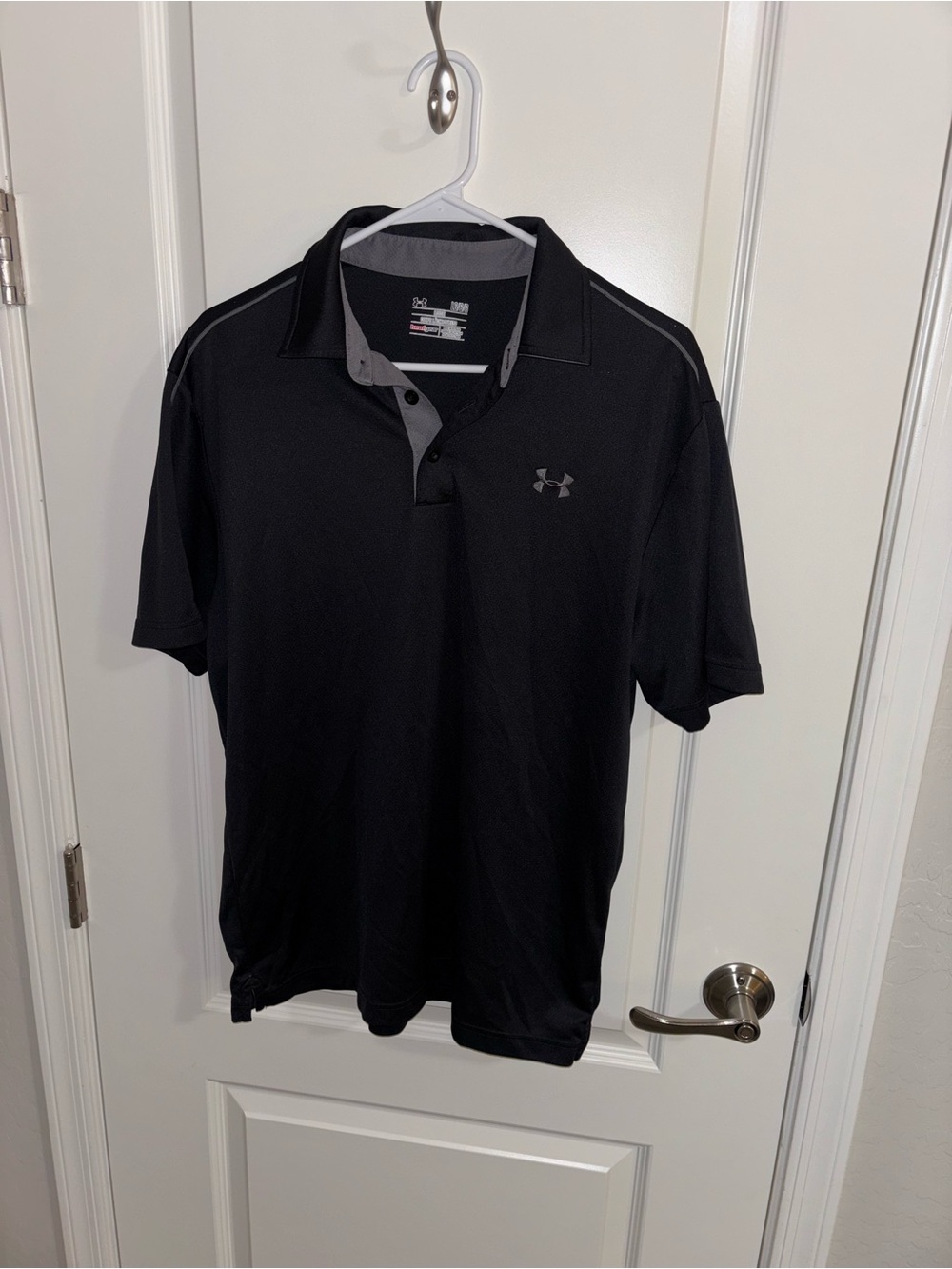 Under Armour Men's Black Polo with Gray Accents size L & Athletic Pants 36x32
